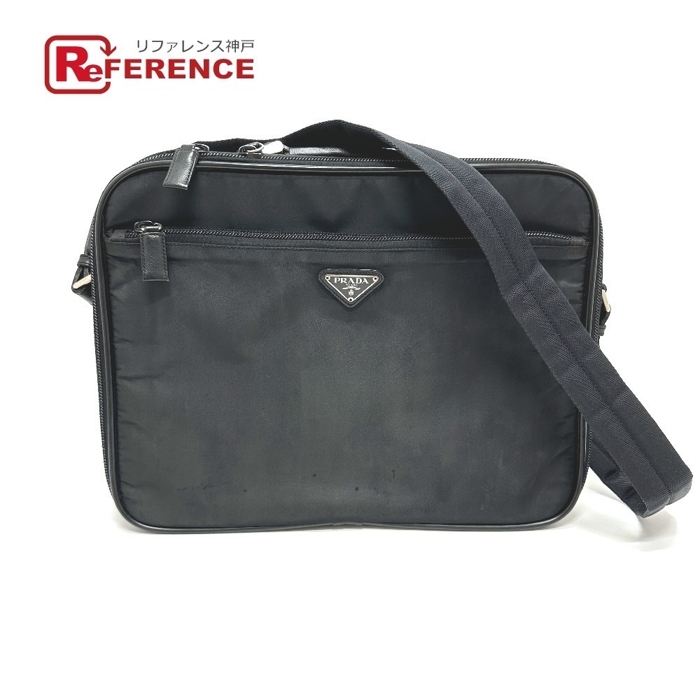 PRADA Triangle Plate Bag Shoulder Briefcase Business Black